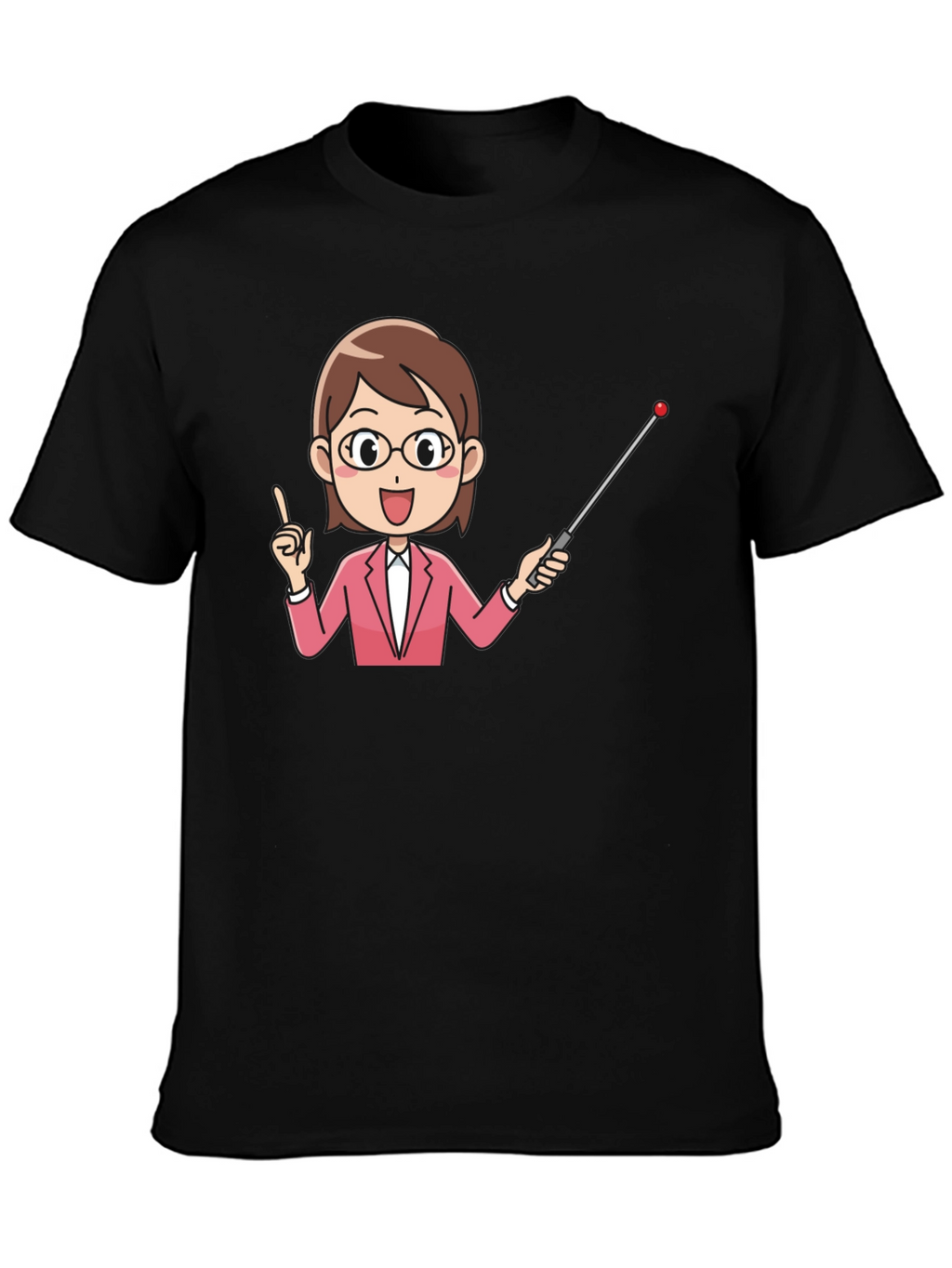Teacher Cartoon Graphic Tee - Black Cotton Blend