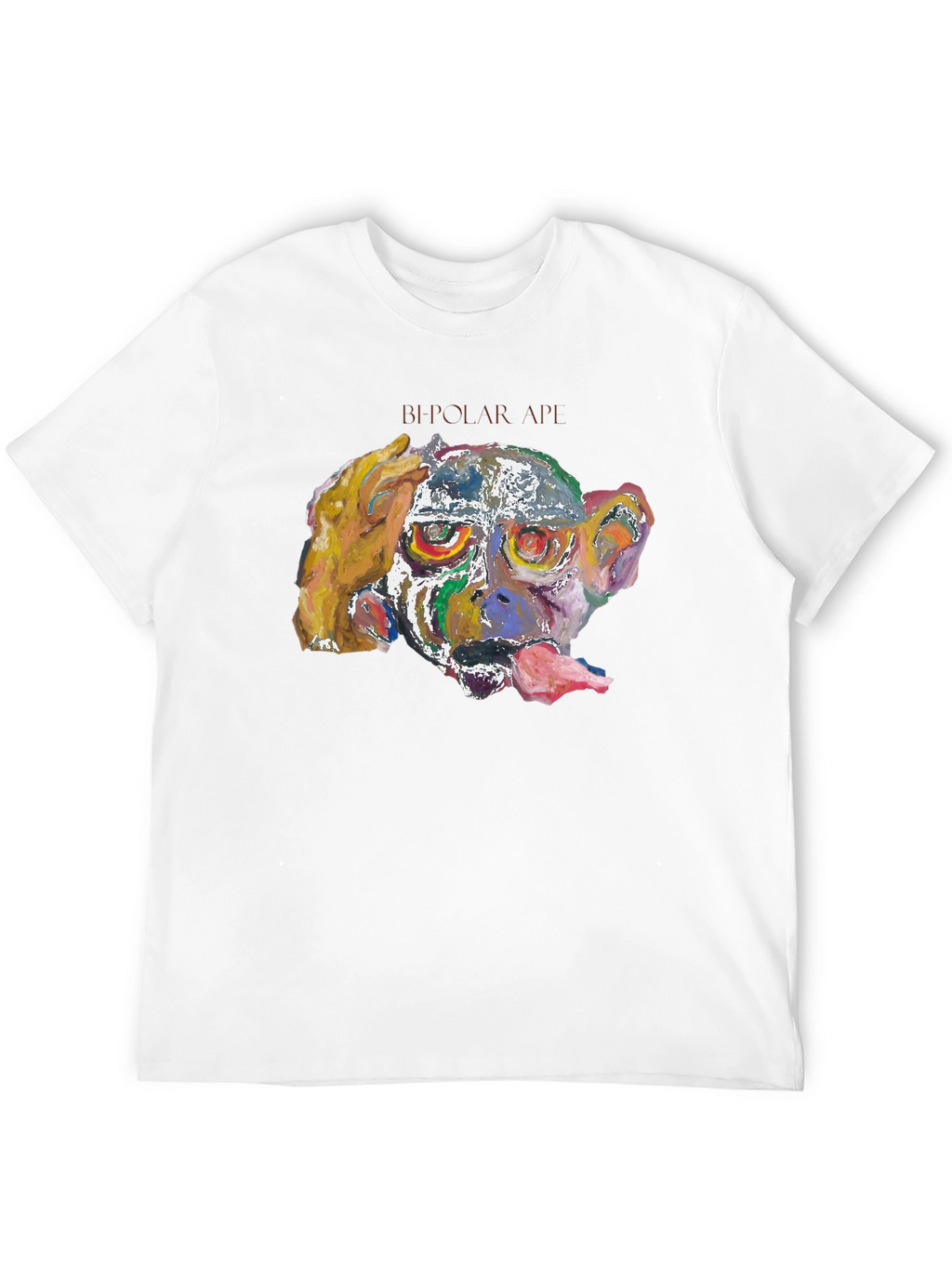 Abstract Monkey Graphic Tee - Black Cotton Blend