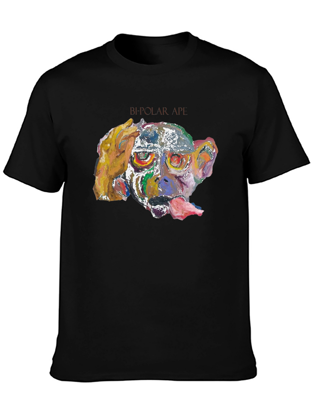 Abstract Monkey Graphic Tee - Black Cotton Blend