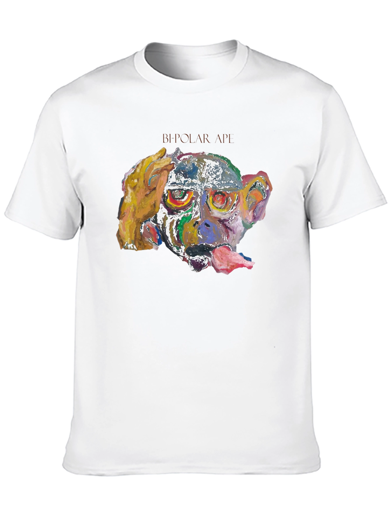 Abstract Monkey Graphic Tee - Black Cotton Blend