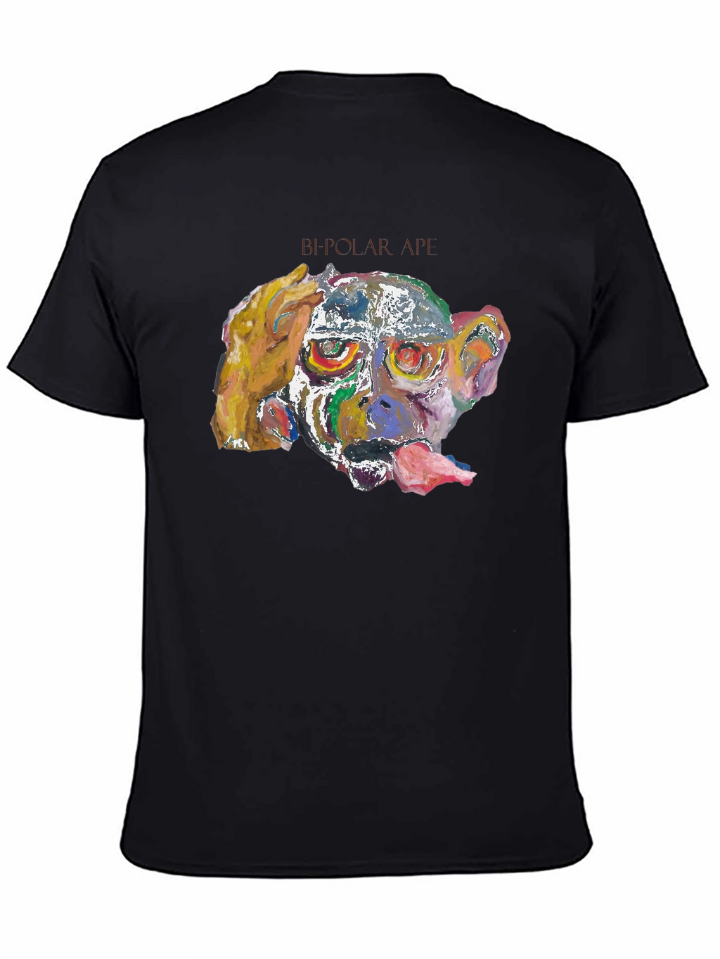 Abstract Monkey Graphic Tee - Black Cotton Blend