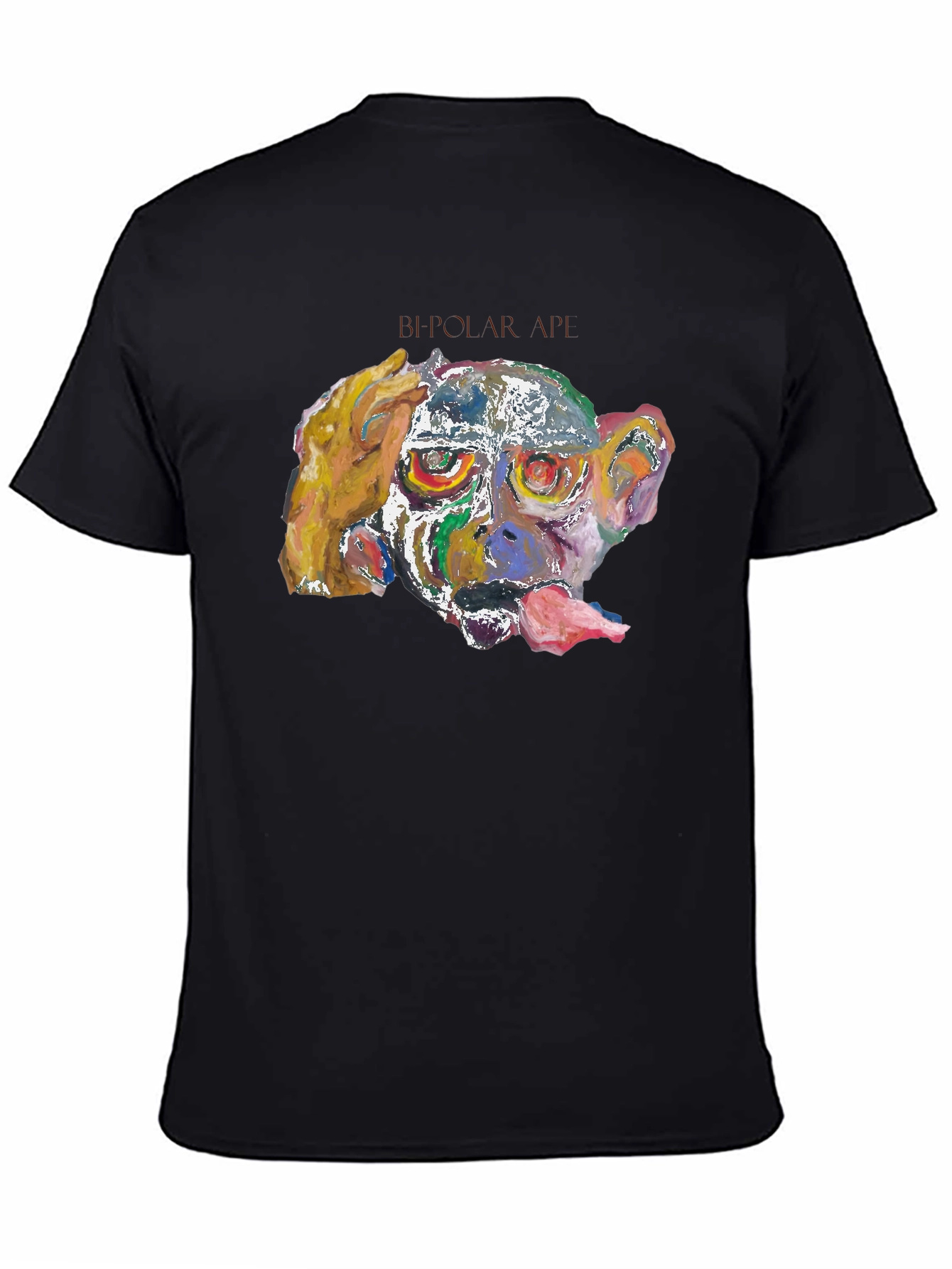 Abstract Monkey Graphic Tee - Black Cotton Blend