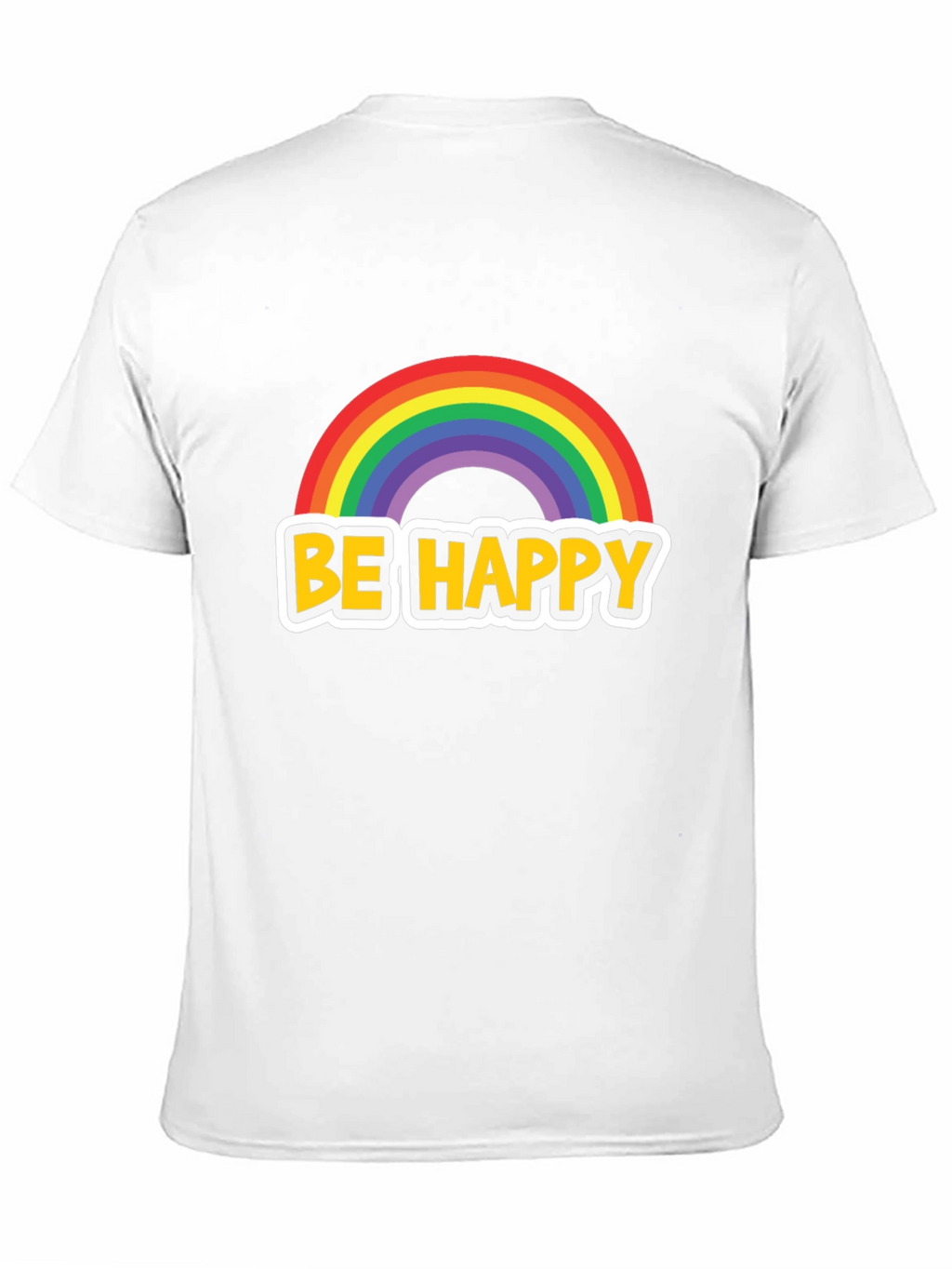 Be Happy Rainbow Graphic Tee - Black Cotton Blend