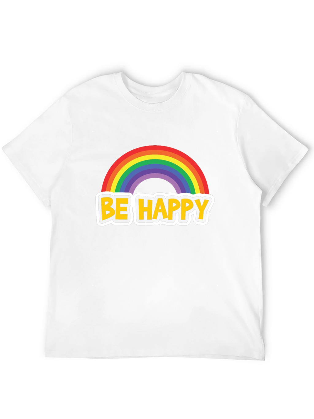 Be Happy Rainbow Graphic Tee - Black Cotton Blend