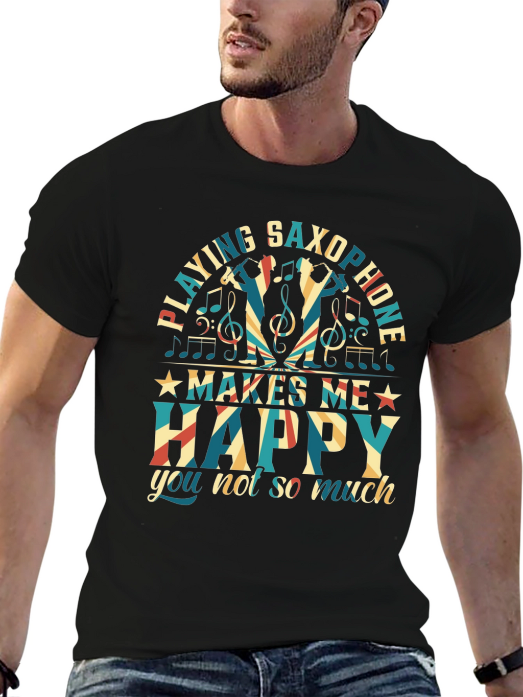 Saxophone Player T-Shirt - Makes Me Happy Tee