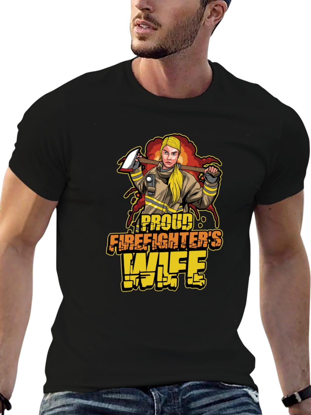 Proud Firefighters Wife Graphic T-Shirt