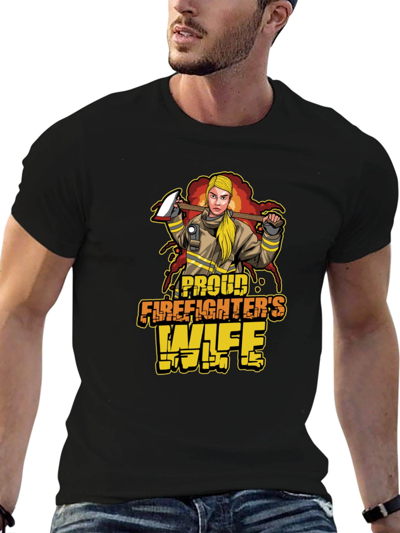 Proud Firefighters Wife Graphic T-Shirt