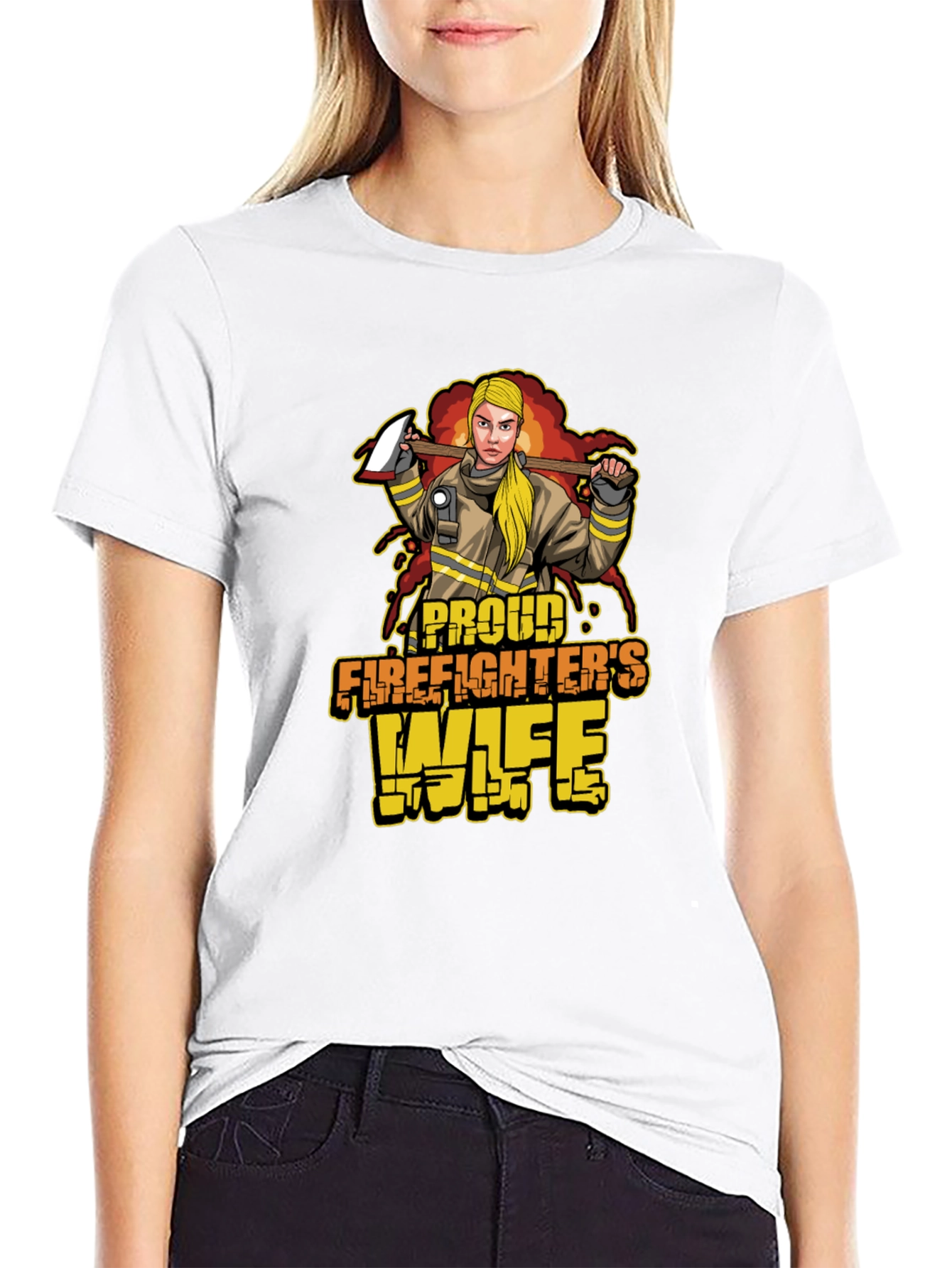 Proud Firefighters Wife Graphic T-Shirt