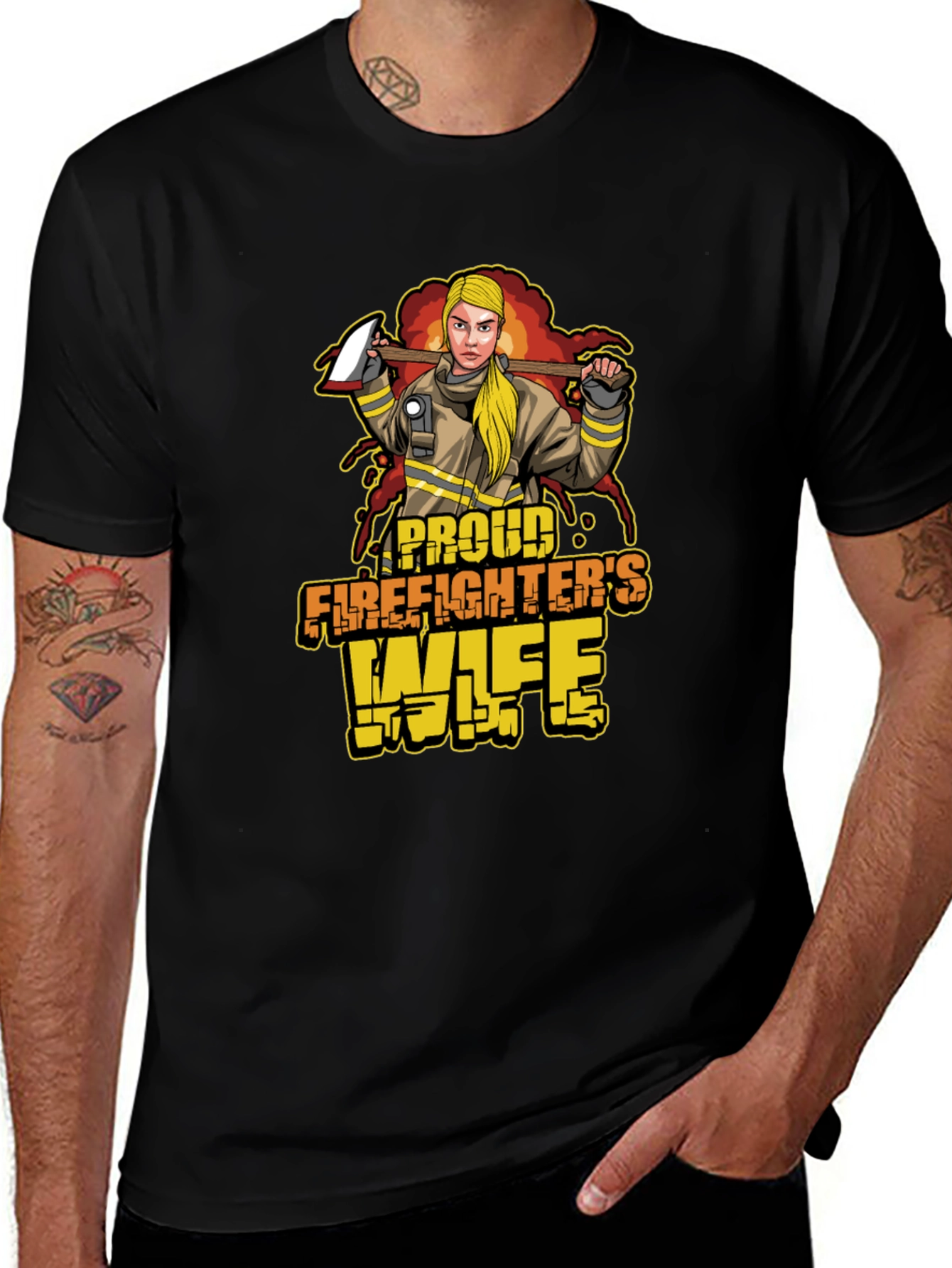 Proud Firefighters Wife Graphic T-Shirt