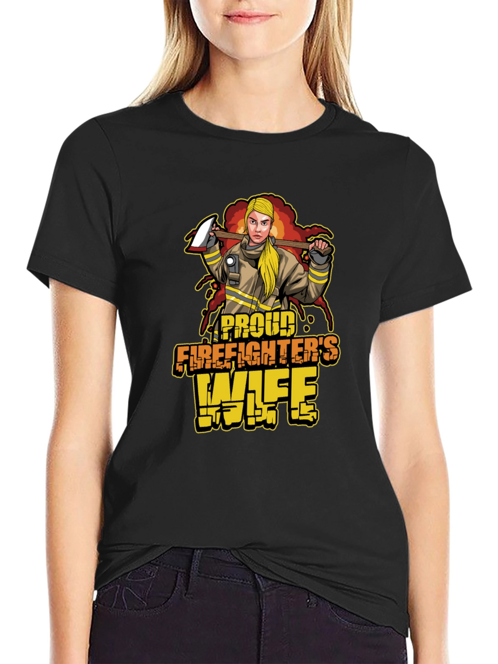 Proud Firefighters Wife Graphic T-Shirt