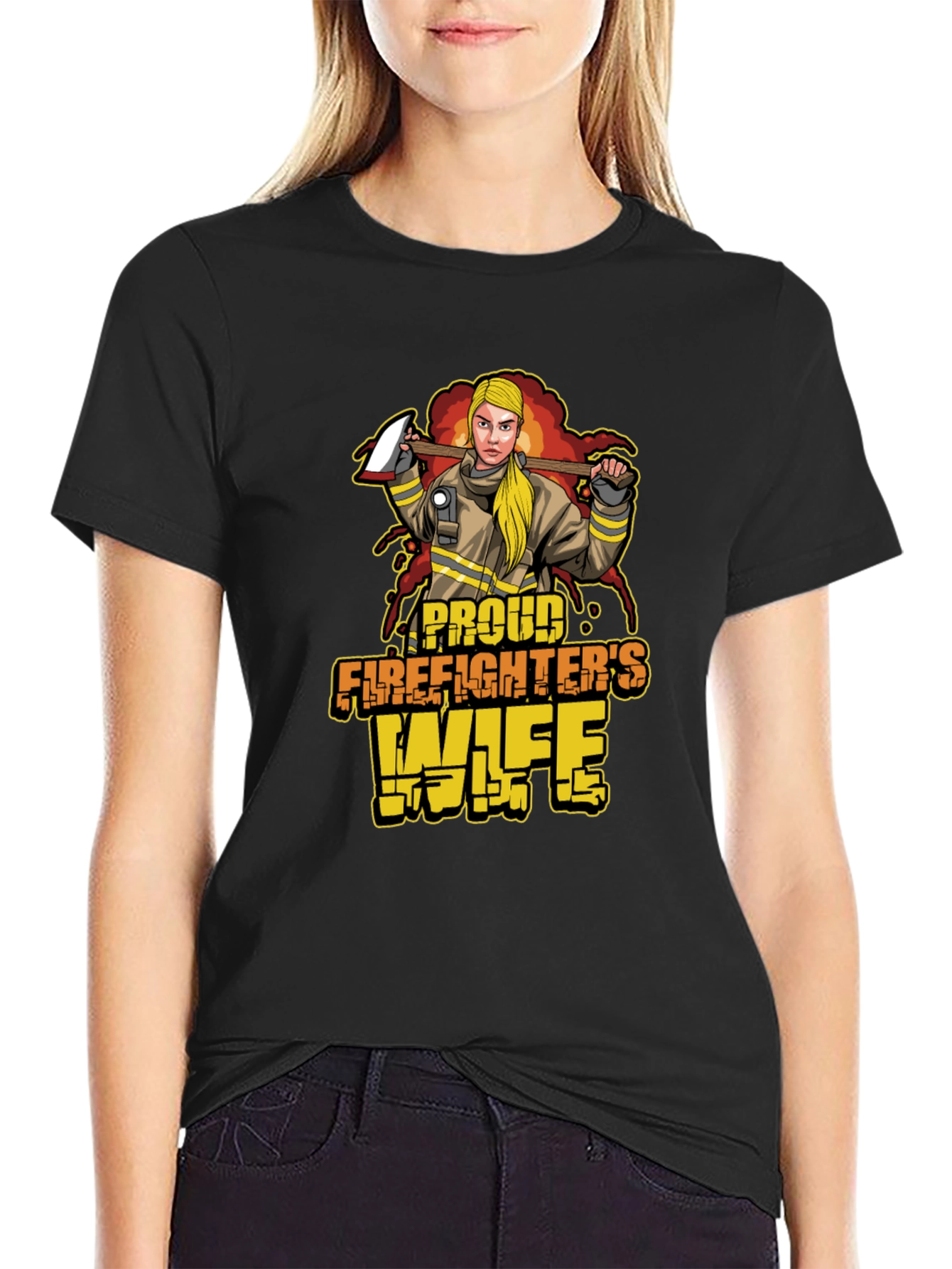 Proud Firefighters Wife Graphic T-Shirt