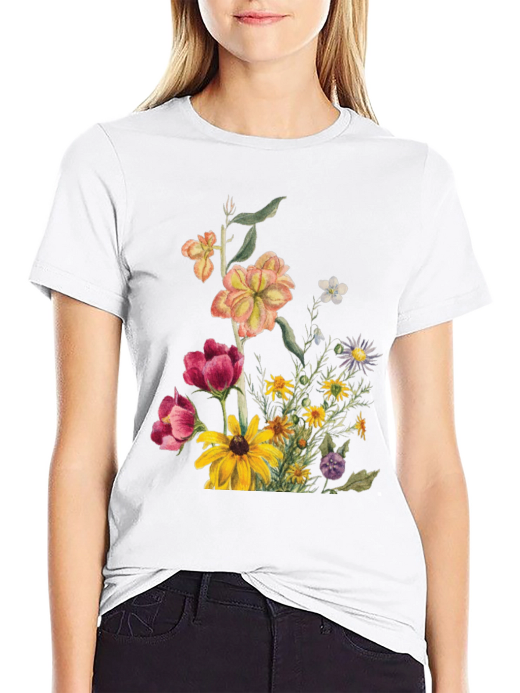 Floral Print Black T-Shirt for Men