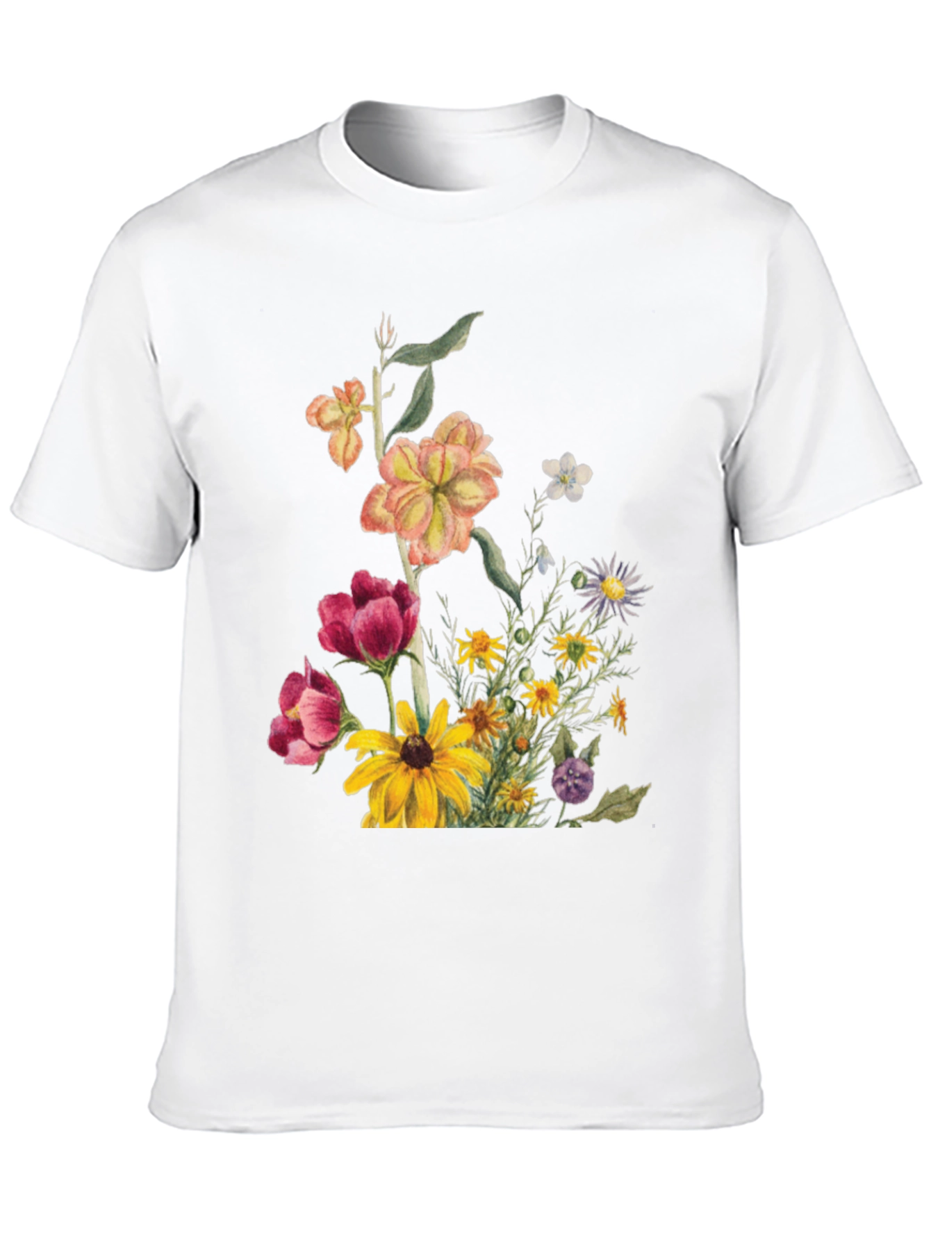 Floral Print Black T-Shirt for Men