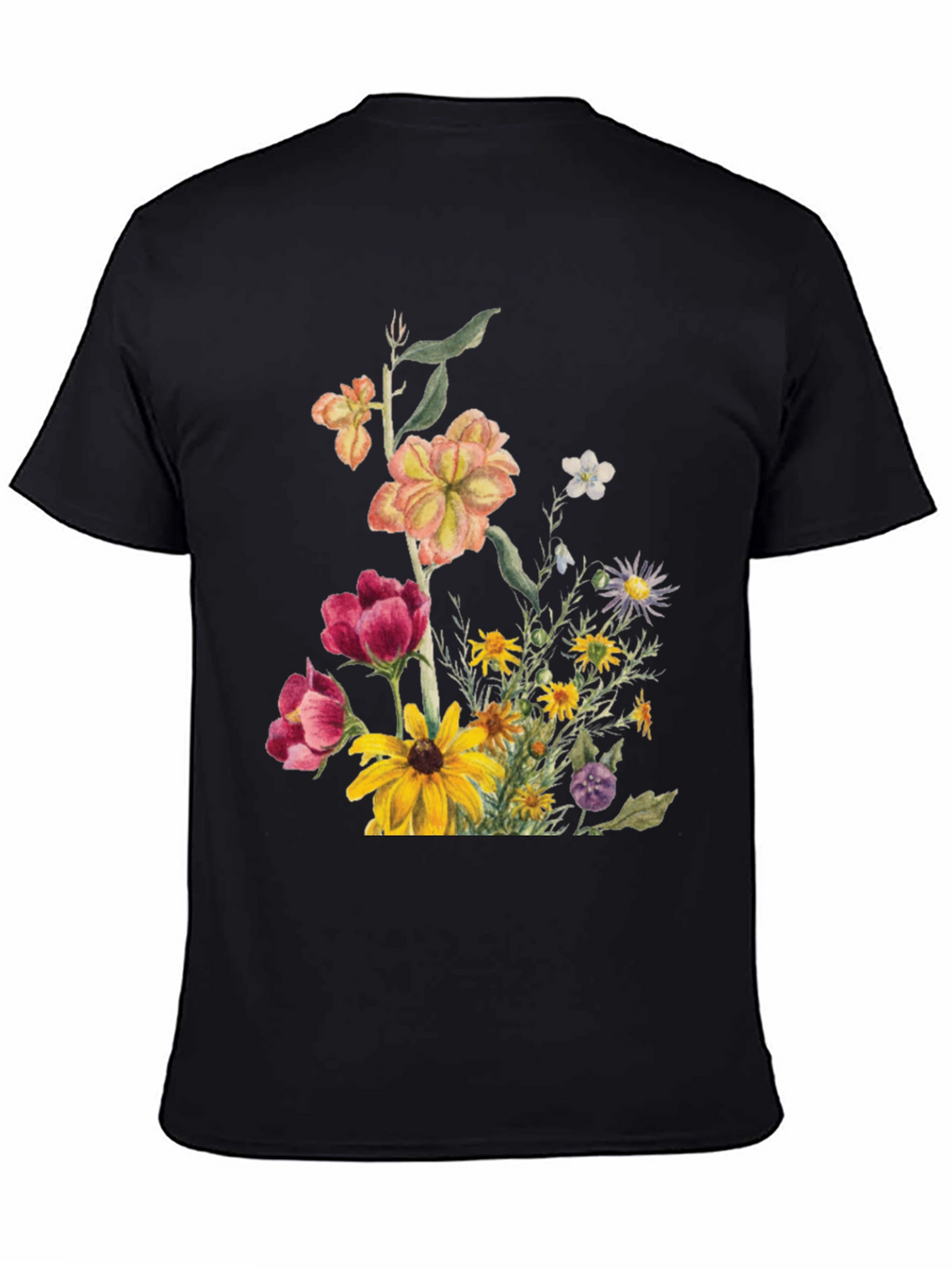 Floral Print Black T-Shirt for Men