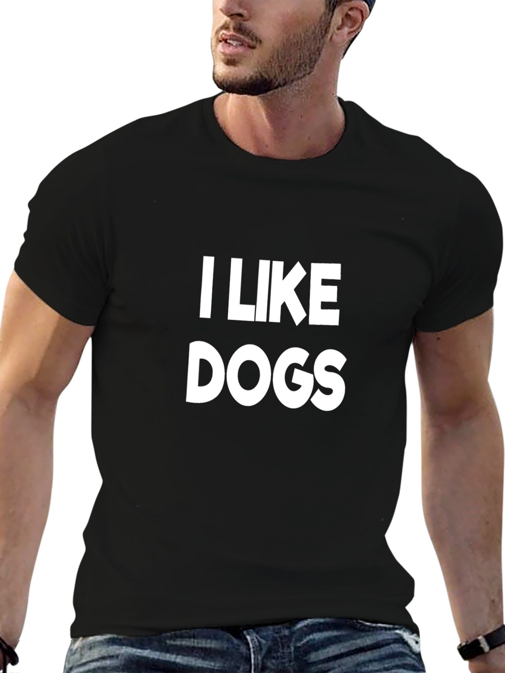 I Like Dogs Graphic Tee - Black Cotton T-Shirt