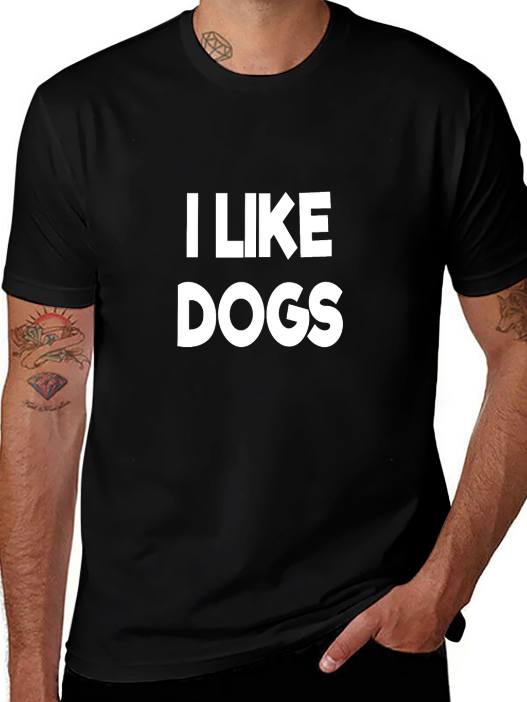 I Like Dogs Graphic Tee - Black Cotton T-Shirt