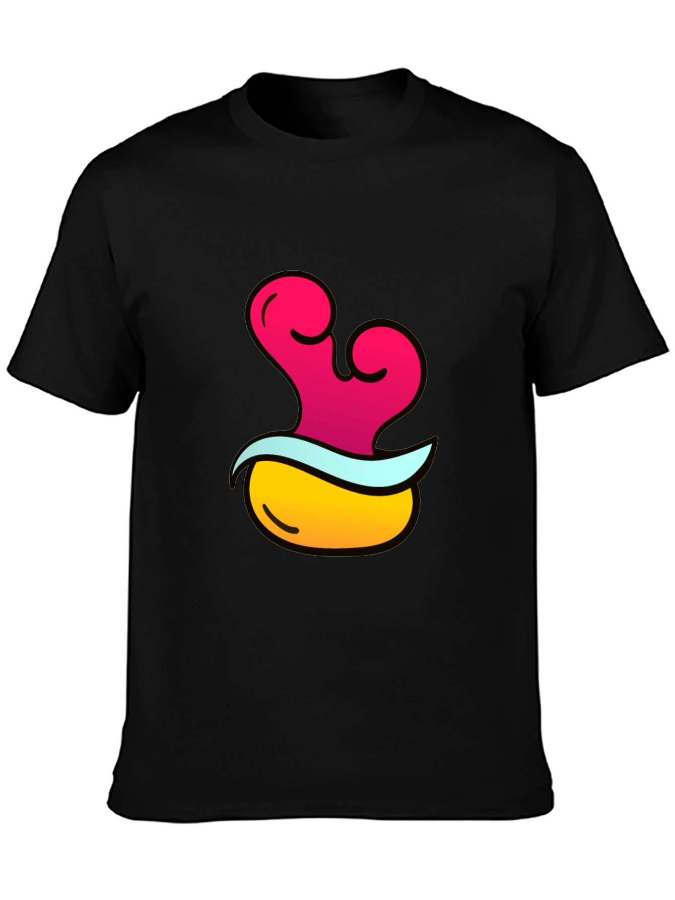 Funky Black T-Shirt with Cartoon Graphic