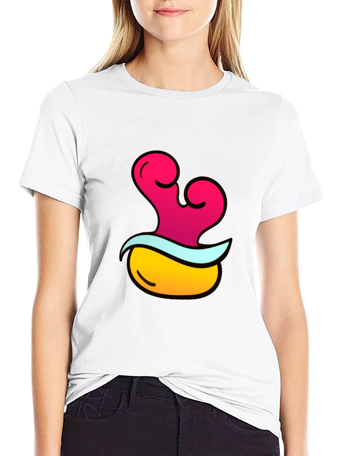 Funky Black T-Shirt with Cartoon Graphic