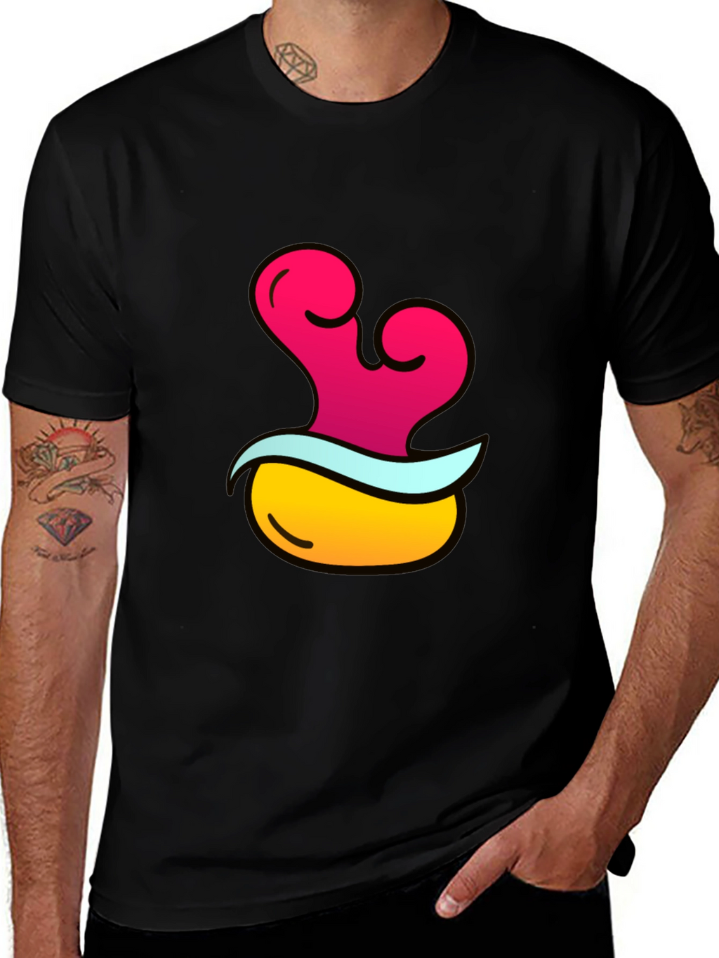Funky Black T-Shirt with Cartoon Graphic