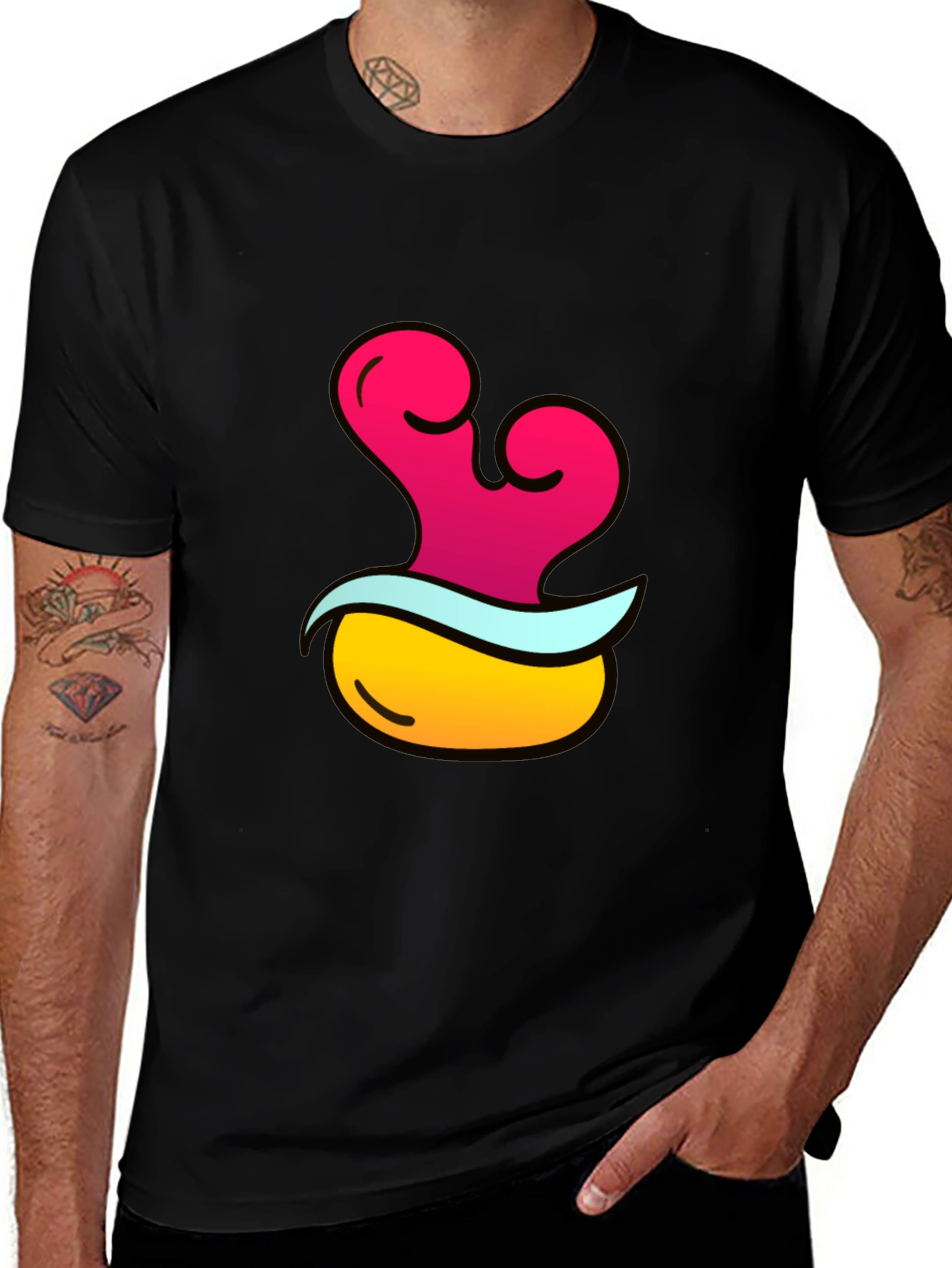 Funky Black T-Shirt with Cartoon Graphic