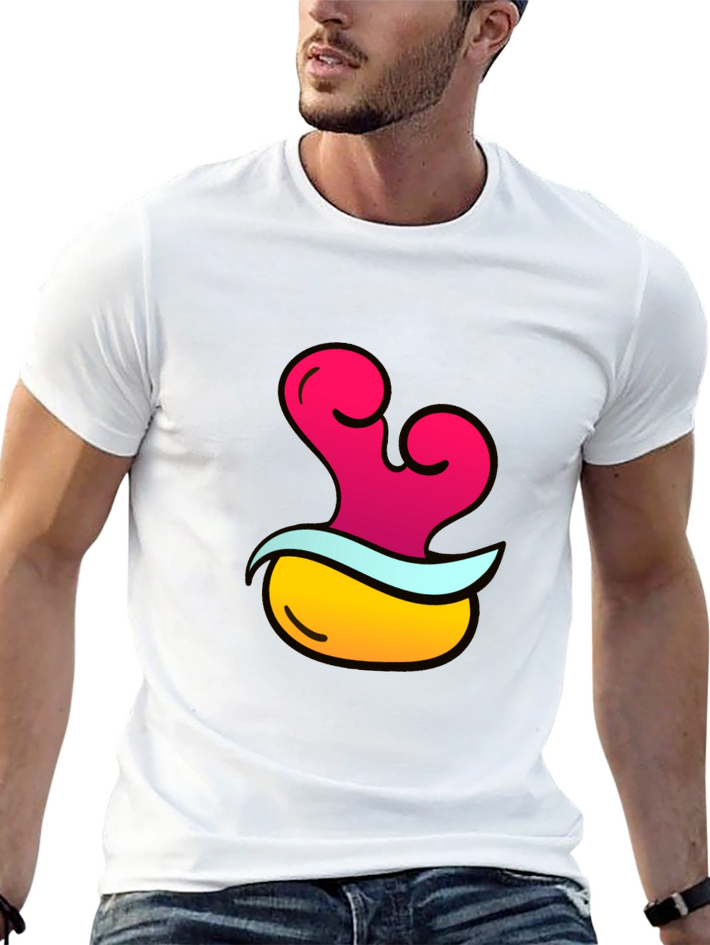 Funky Black T-Shirt with Cartoon Graphic