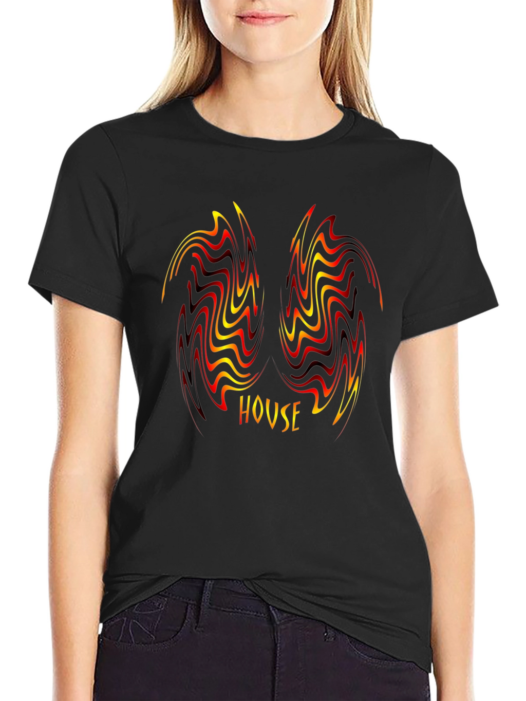 House Music Swirl Graphic Black T-Shirt