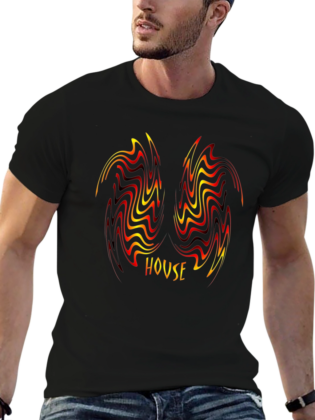 House Music Swirl Graphic Black T-Shirt