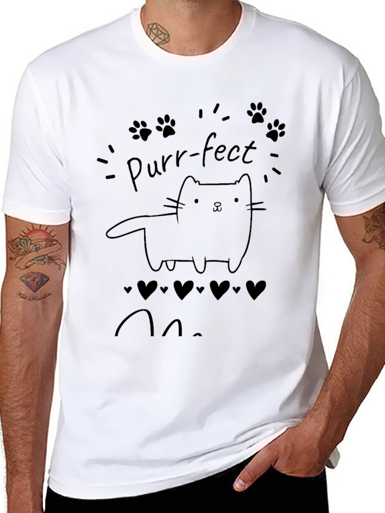 Purr-fect Cat Lover Black T-Shirt