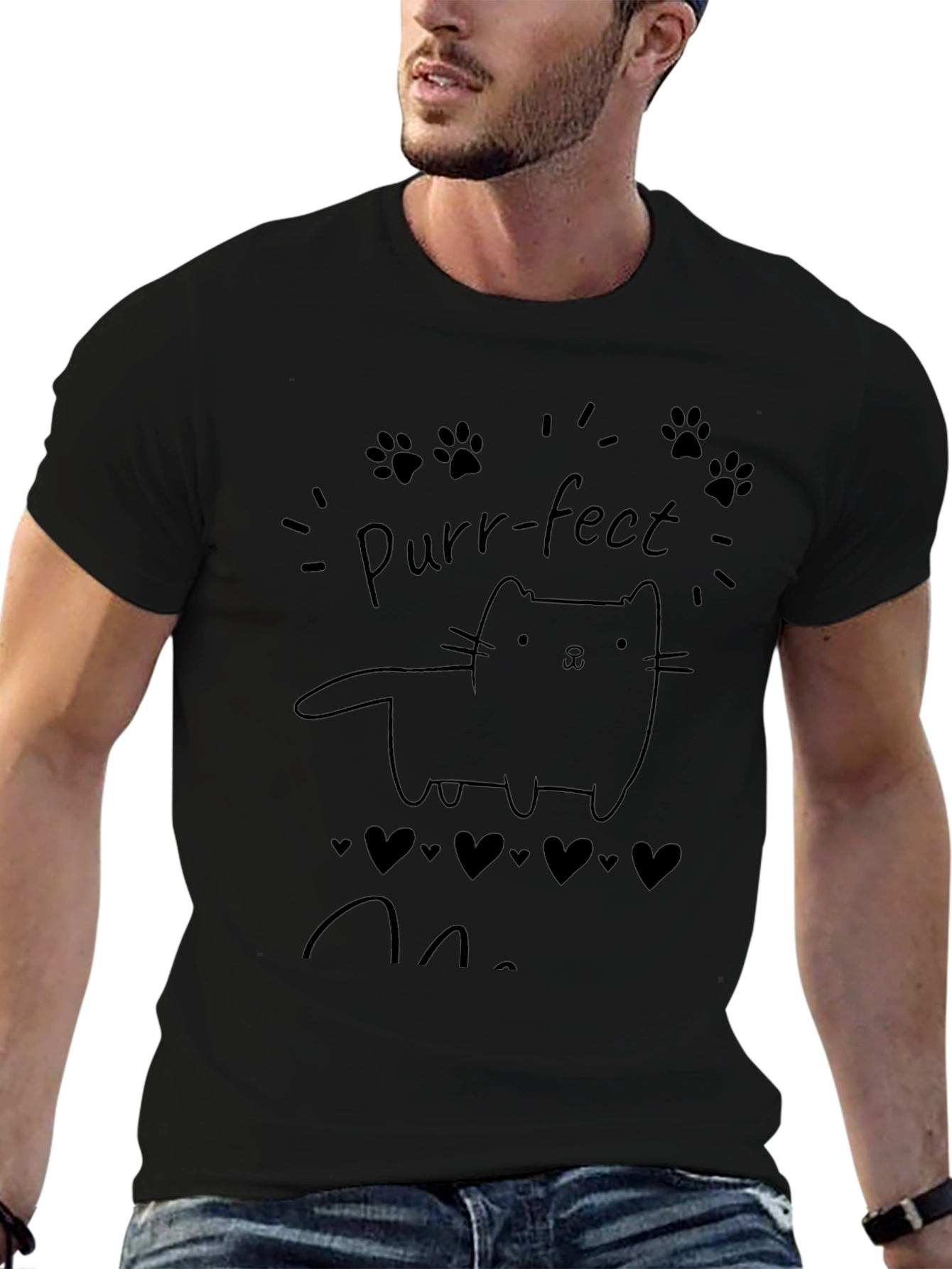 Purr-fect Cat Lover Black T-Shirt