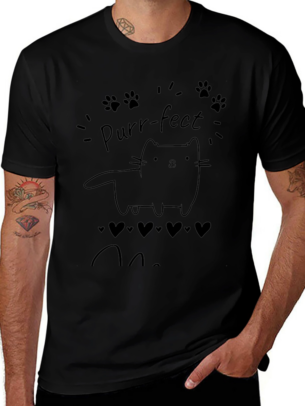 Purr-fect Cat Lover Black T-Shirt