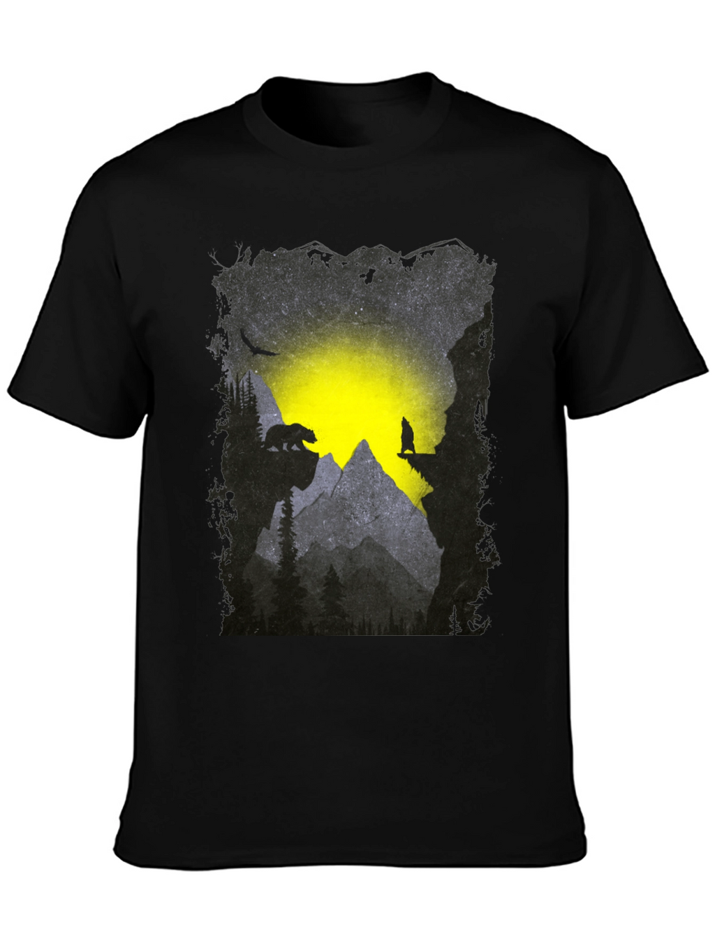 Mountain Bear and Wolf Graphic Tee
