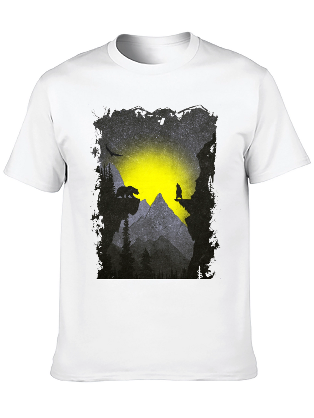 Mountain Bear and Wolf Graphic Tee