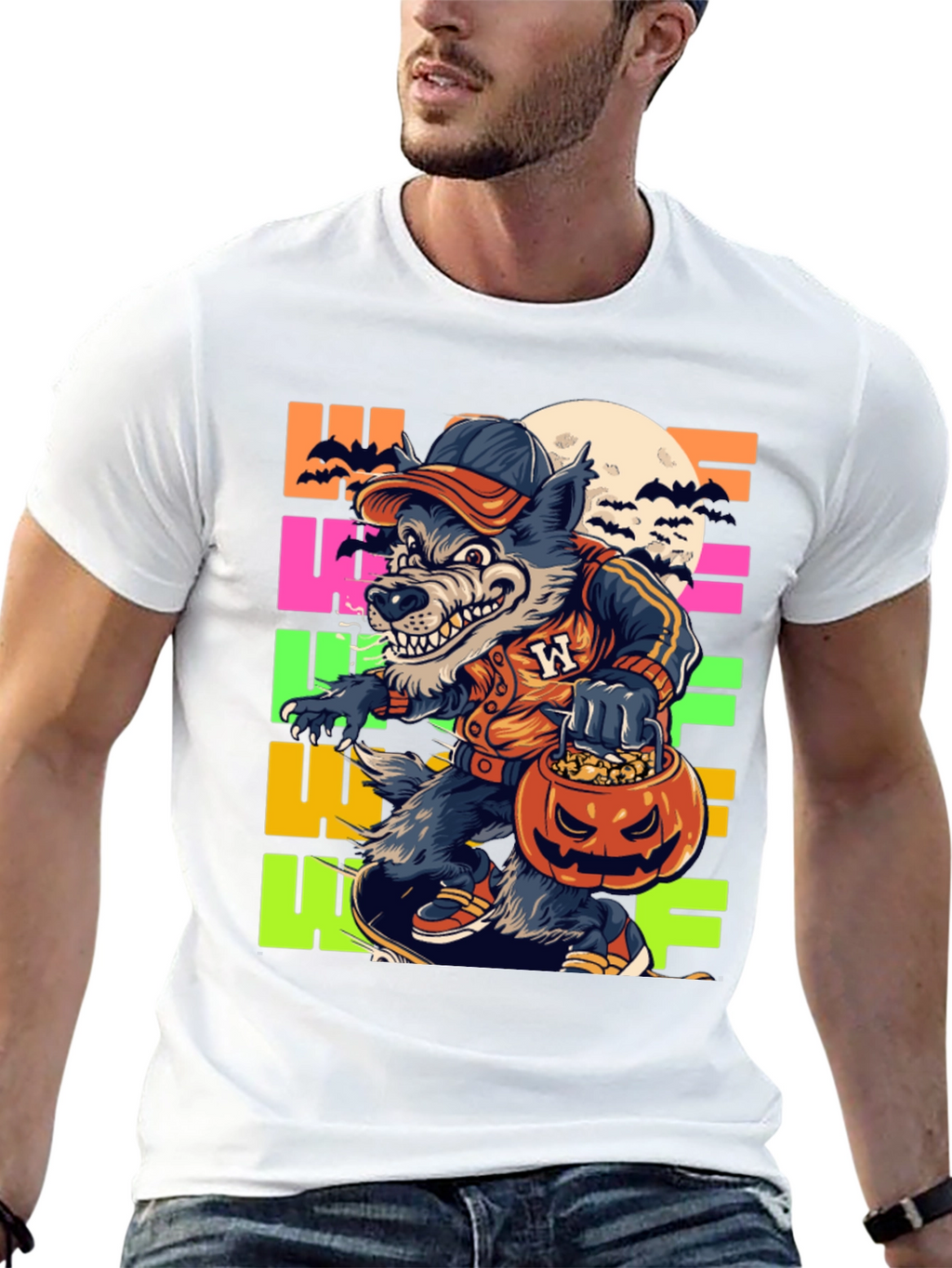 Halloween Wolf T-Shirt - Fun Graphic Tee