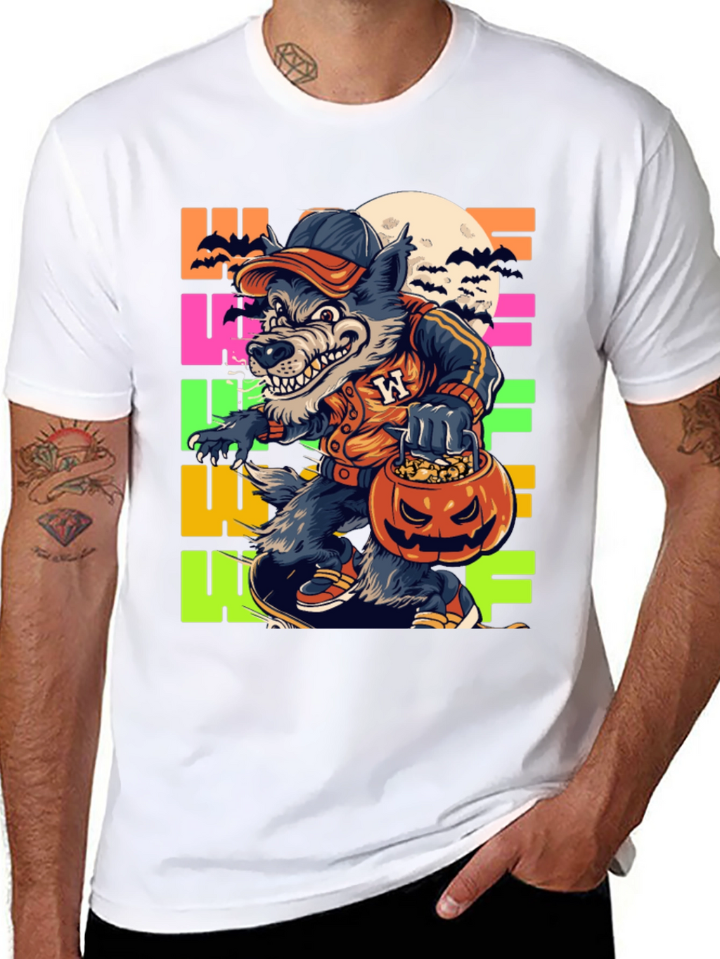 Halloween Wolf T-Shirt - Fun Graphic Tee