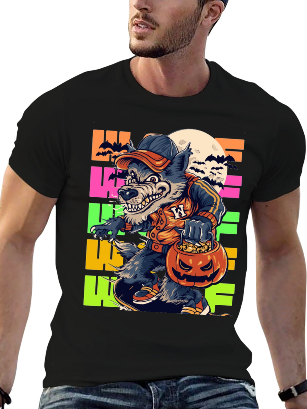 Halloween Wolf T-Shirt - Fun Graphic Tee