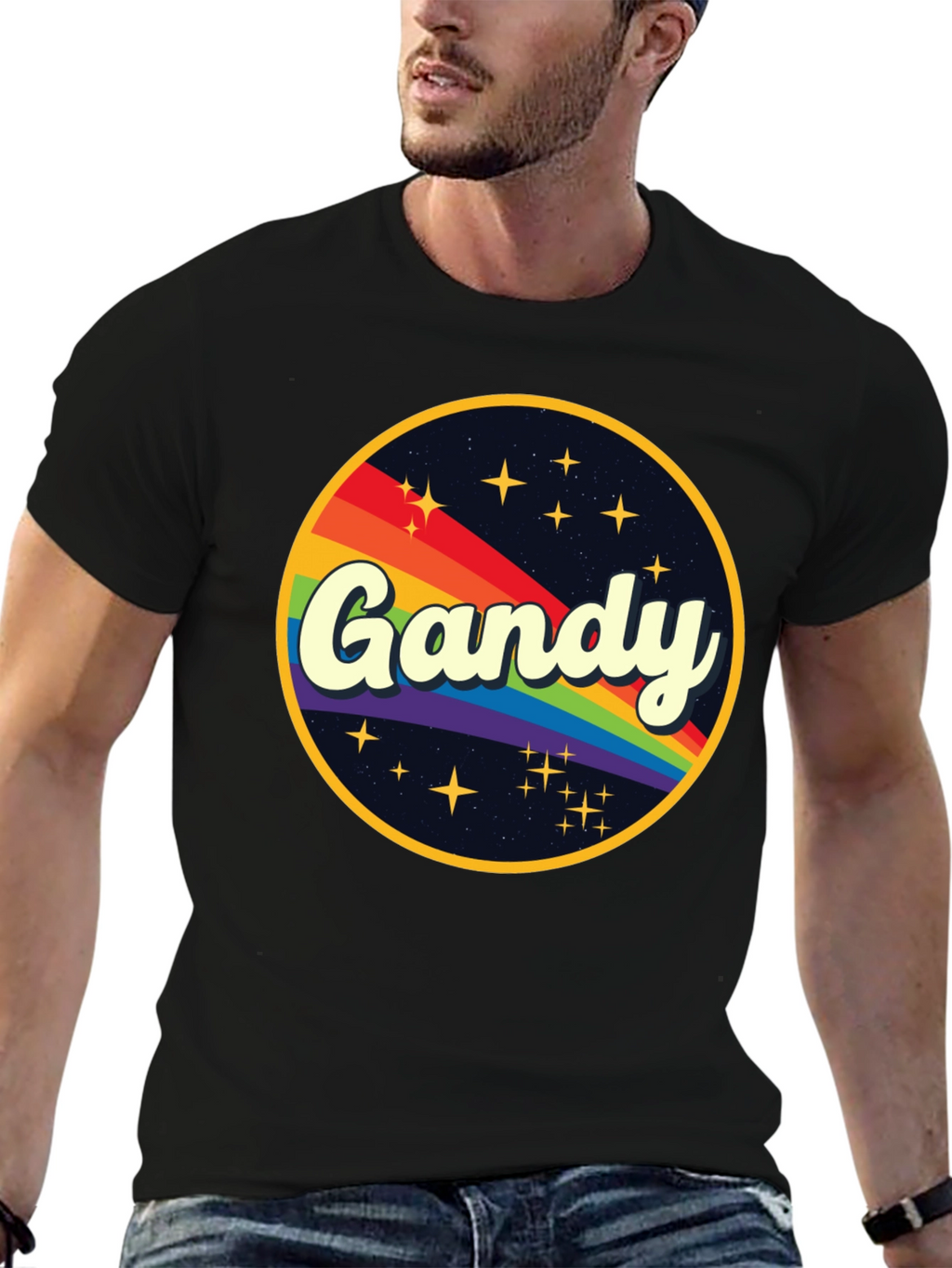 Retro Gandy Rainbow Graphic T-Shirt