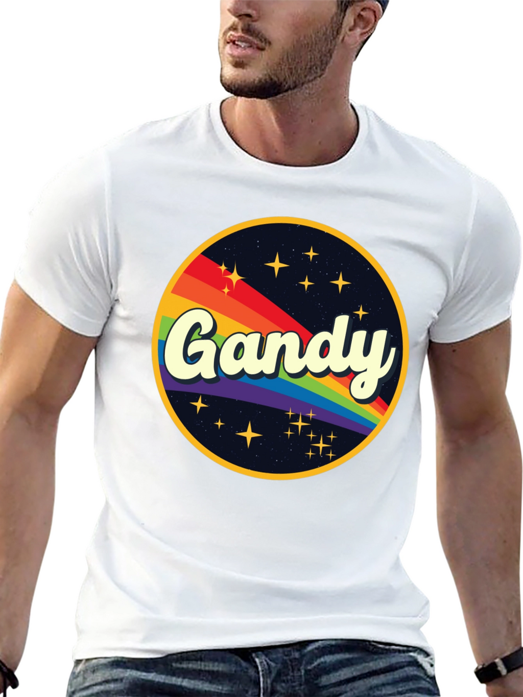 Retro Gandy Rainbow Graphic T-Shirt