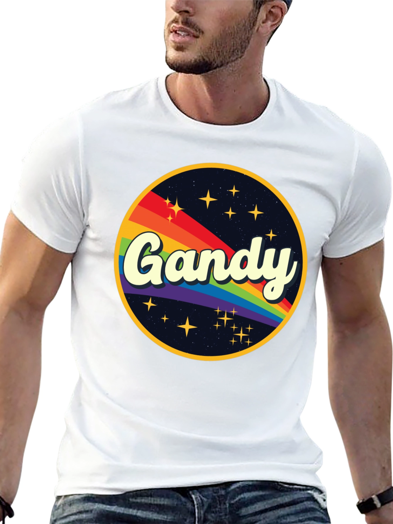 Retro Gandy Rainbow Graphic T-Shirt