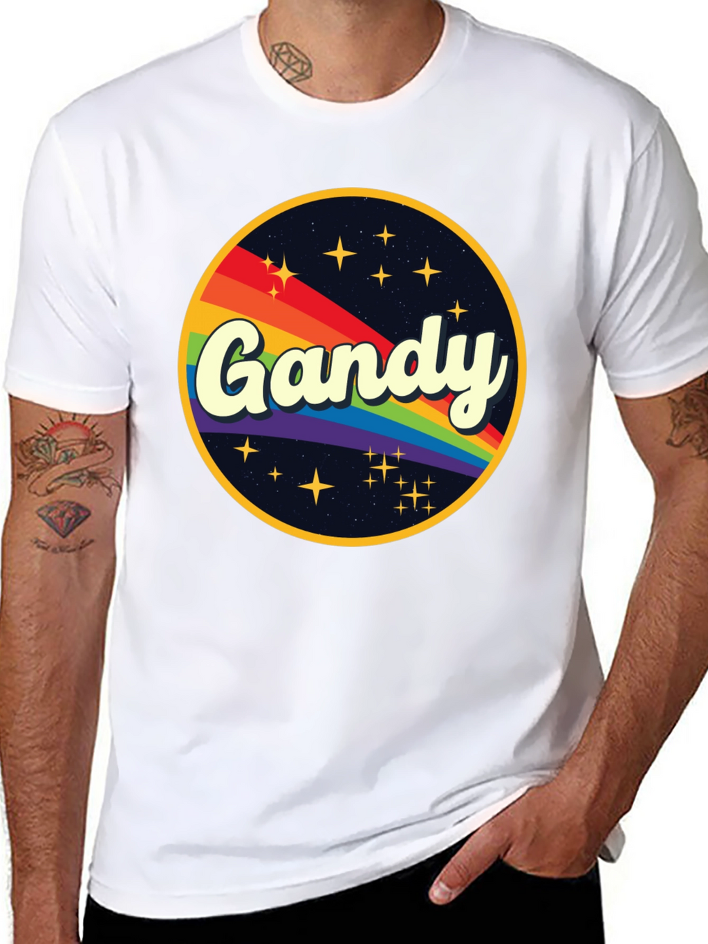 Retro Gandy Rainbow Graphic T-Shirt