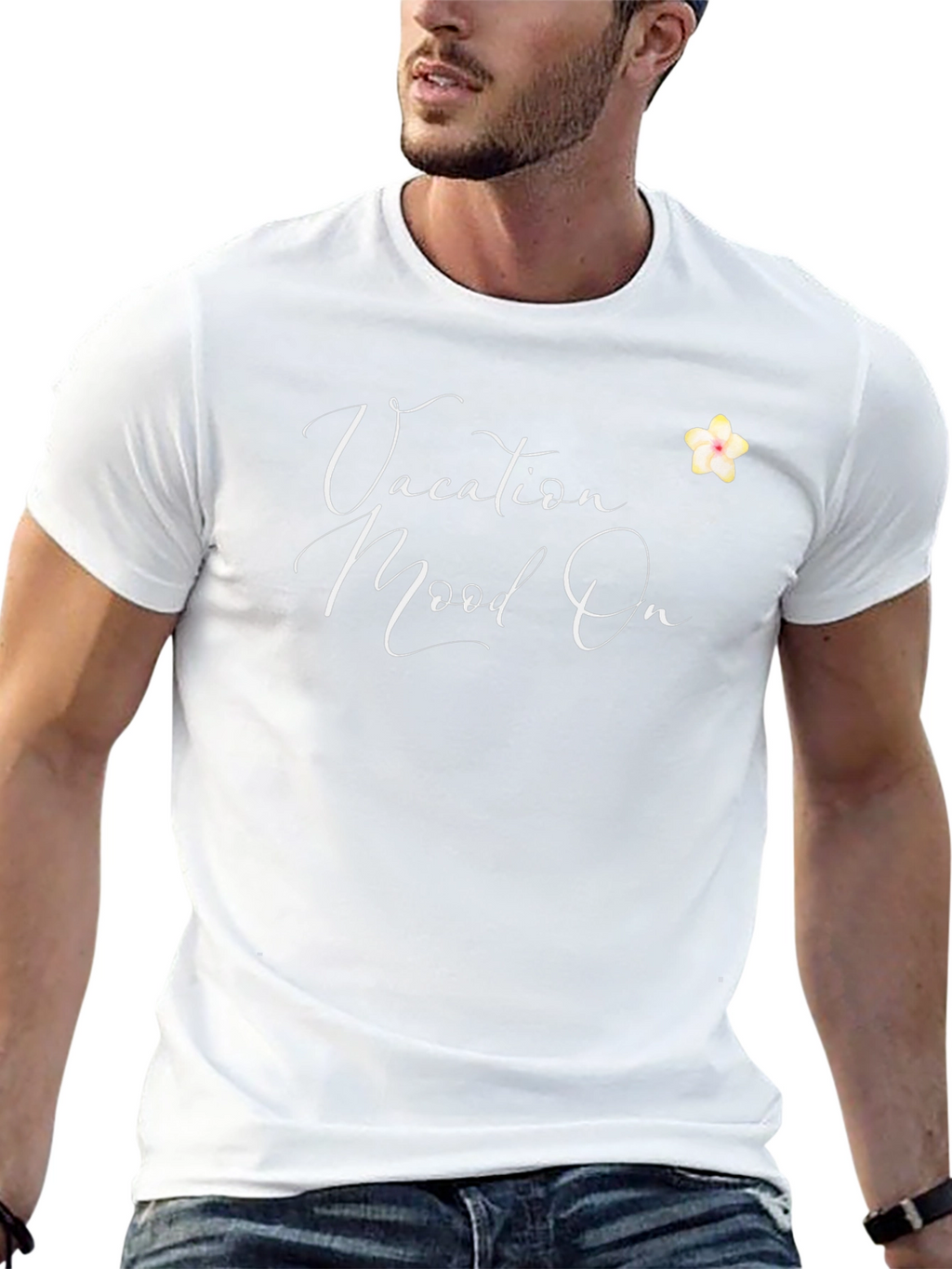 Vacation Mood On T-Shirt - Casual Black Tee
