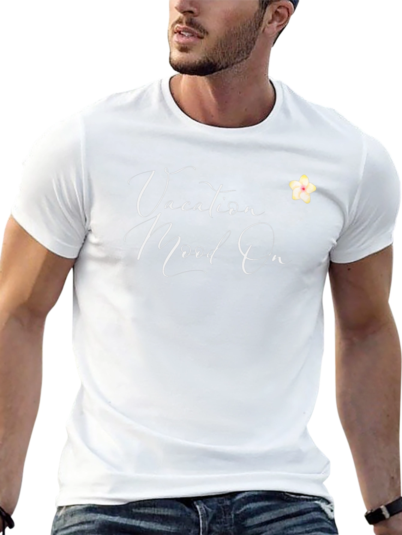 Vacation Mood On T-Shirt - Casual Black Tee