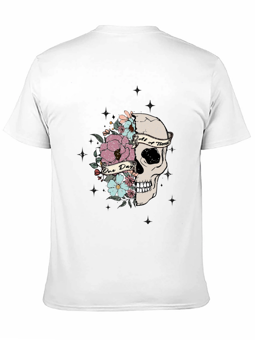 Floral Skull Graphic T-Shirt - Dark