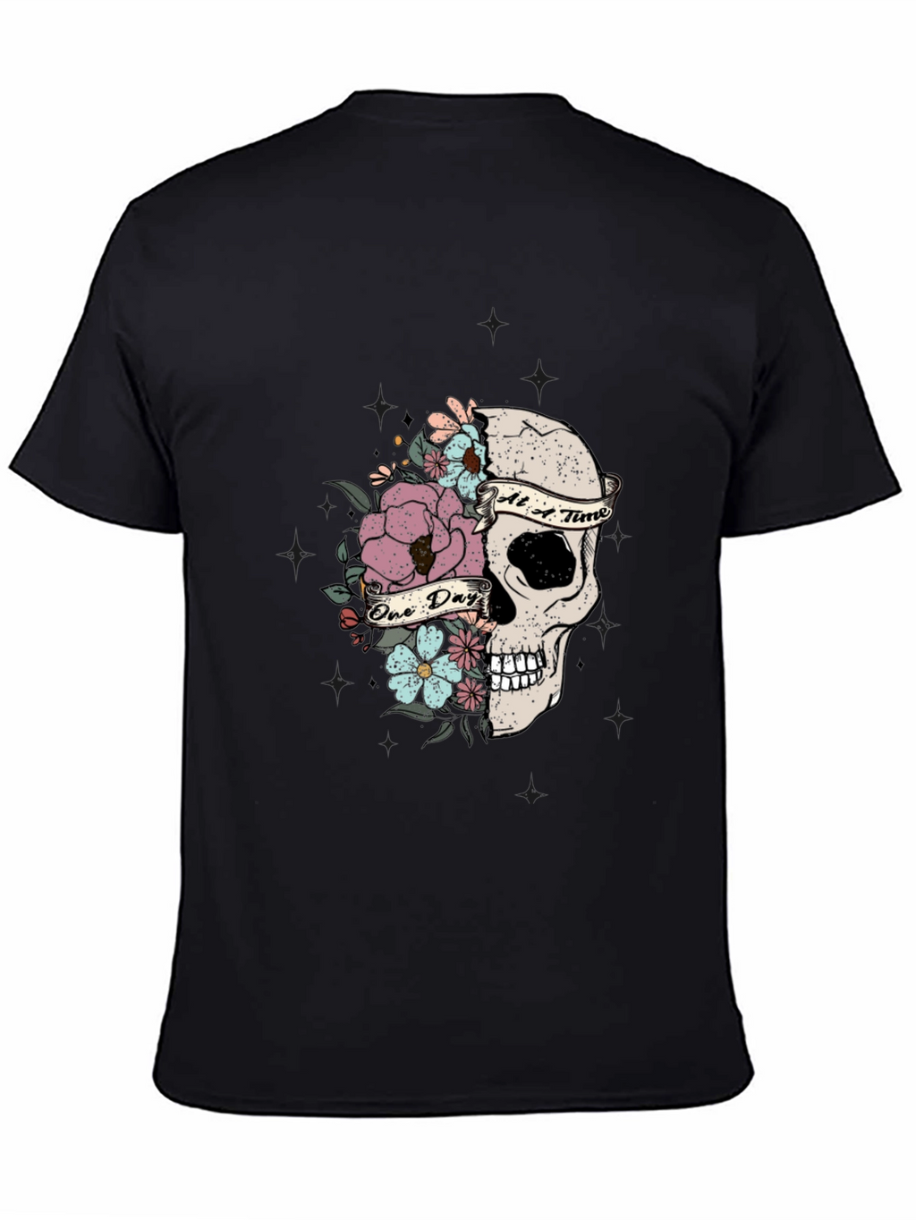 Floral Skull Graphic T-Shirt - Dark