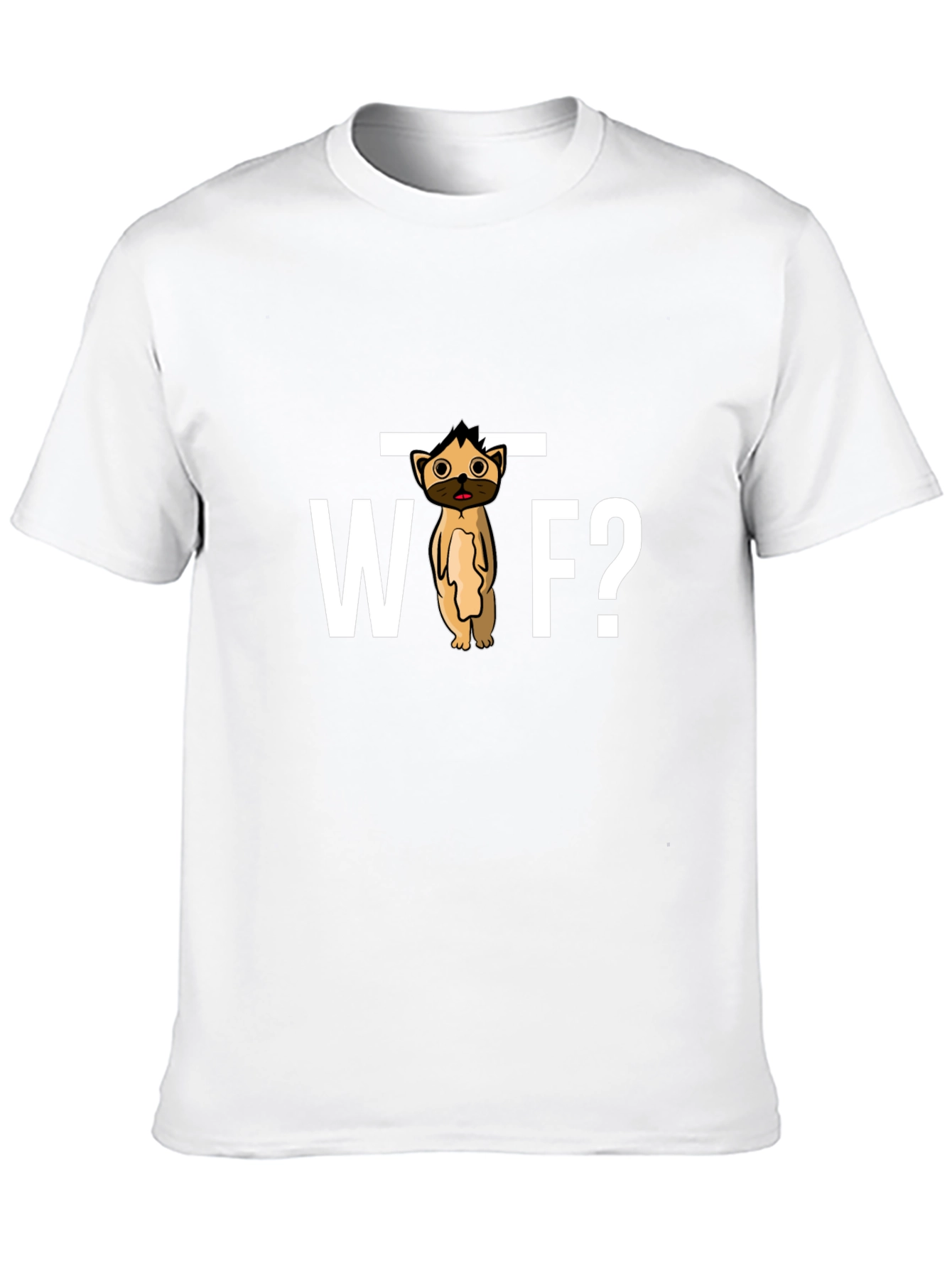 WTF Dog Cartoon Black Graphic Tee