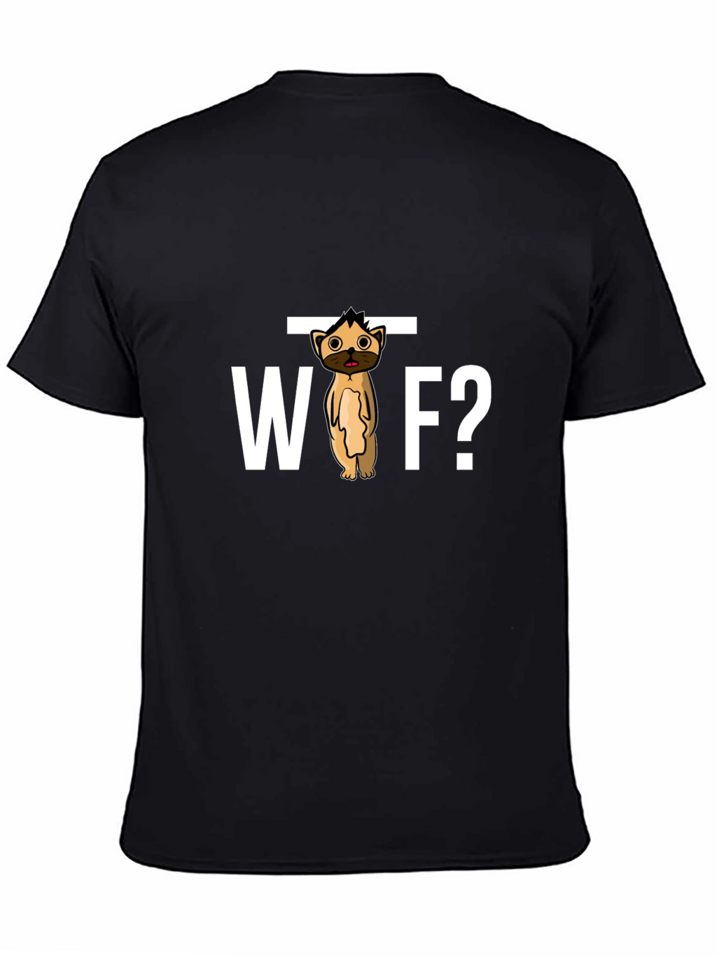 WTF Dog Cartoon Black Graphic Tee