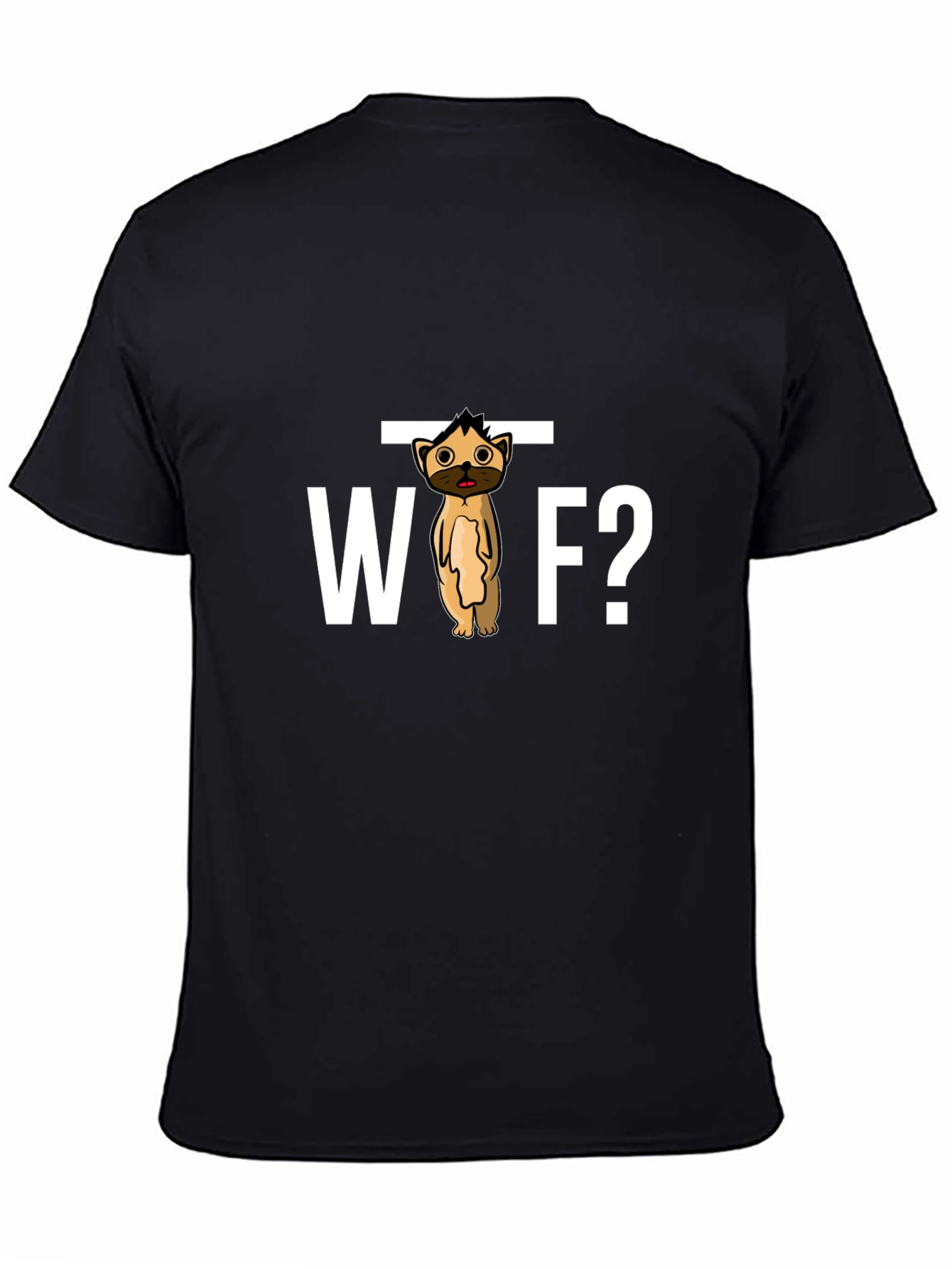 WTF Dog Cartoon Black Graphic Tee