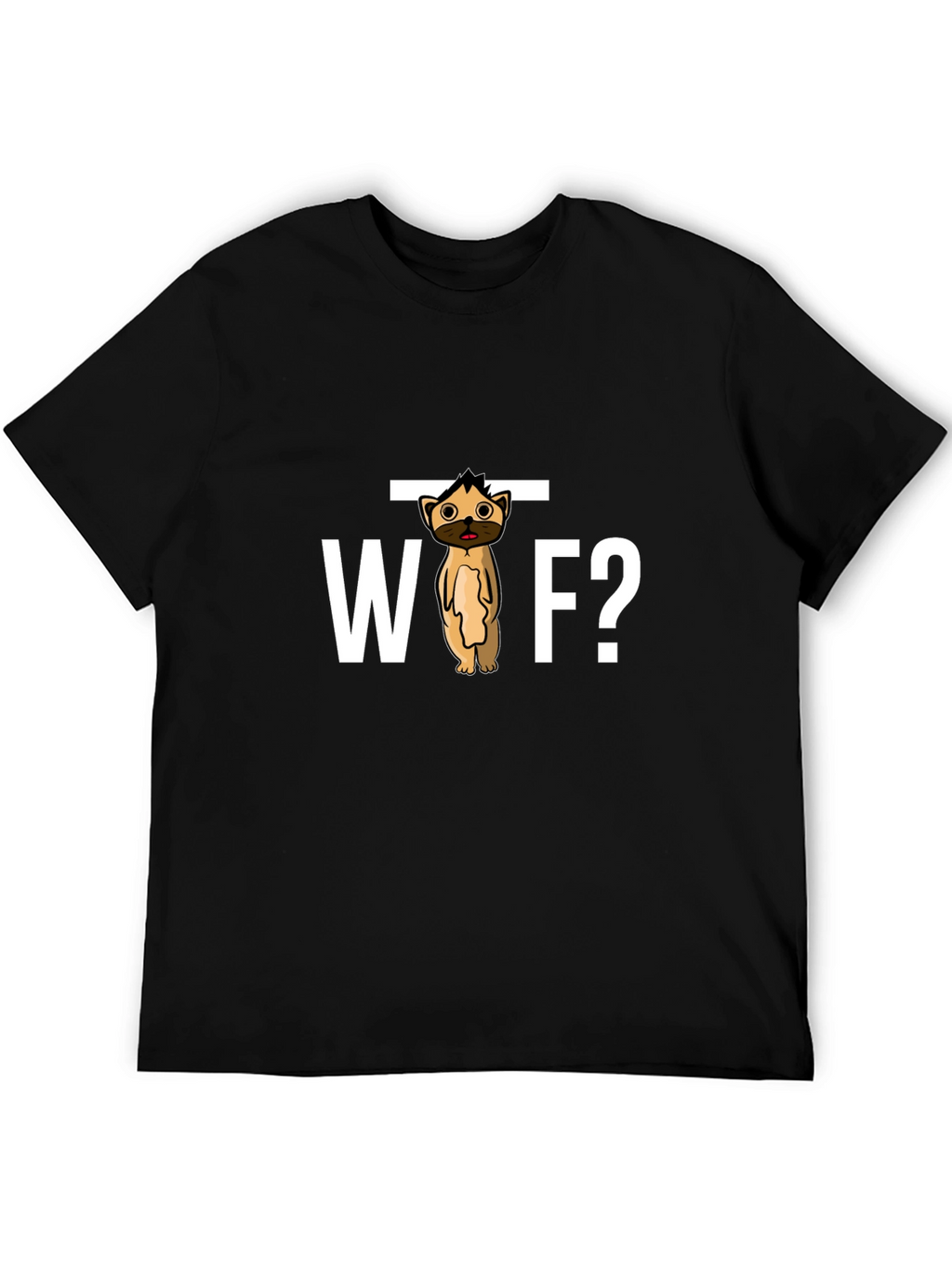 WTF Dog Cartoon Black Graphic Tee