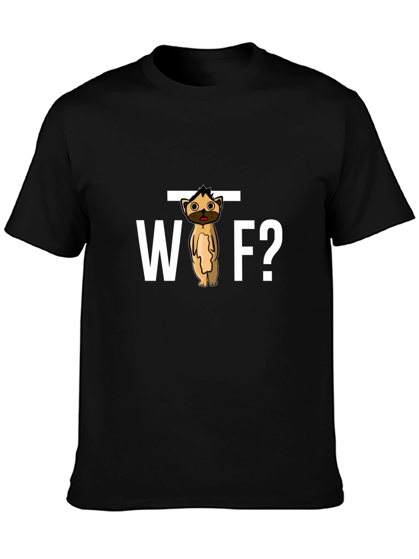 WTF Dog Cartoon Black Graphic Tee