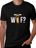 WTF Dog Cartoon Black Graphic Tee