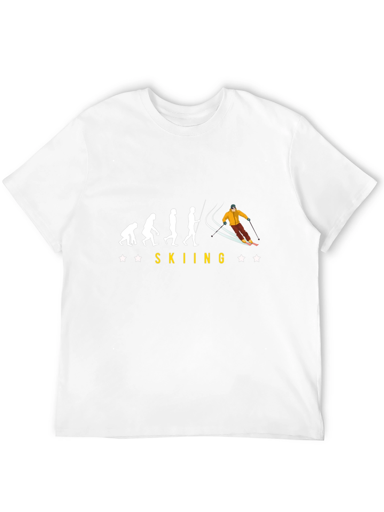 Skiing Evolution Black Graphic Tee